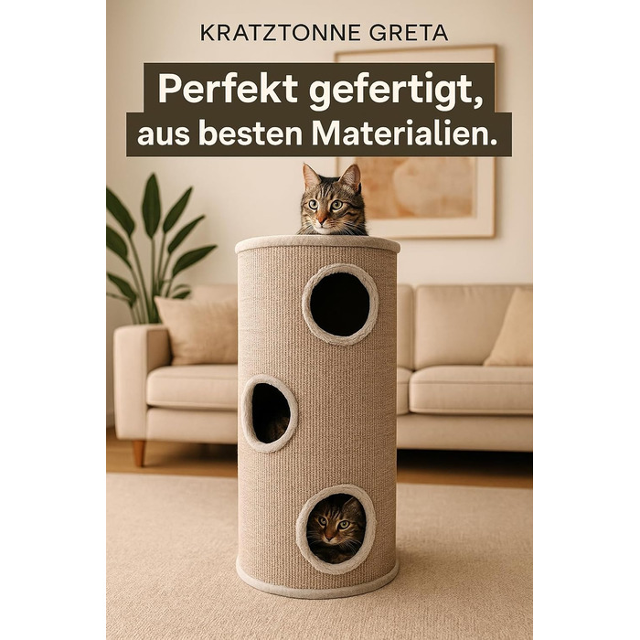 Кігтеточка для котів Flamingo Greta L, 100 см, діаметр 38 см, сизаль та плюш, велика