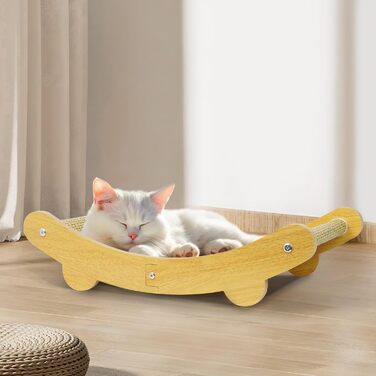 LUMIN TUTU Котячий будиночок 2-в-1: когтеточка та ліжко для котів, 59x34 см, міцний, з натурального льону, без виділення ворсу