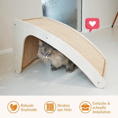 Дряпак для котів PETKARAY, вигнутий, сизалевий, з іграшкою-мишкою та котячою м'ятою, для домашніх котів, напольний