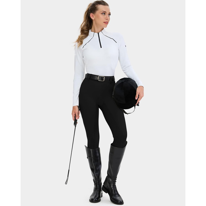 Легінси для верхової їзди HMILE жіночі з силіконовим тисненням, висока талія, еластичні, з кишенею для телефону та петлями для ременя (Чорний, XXL)