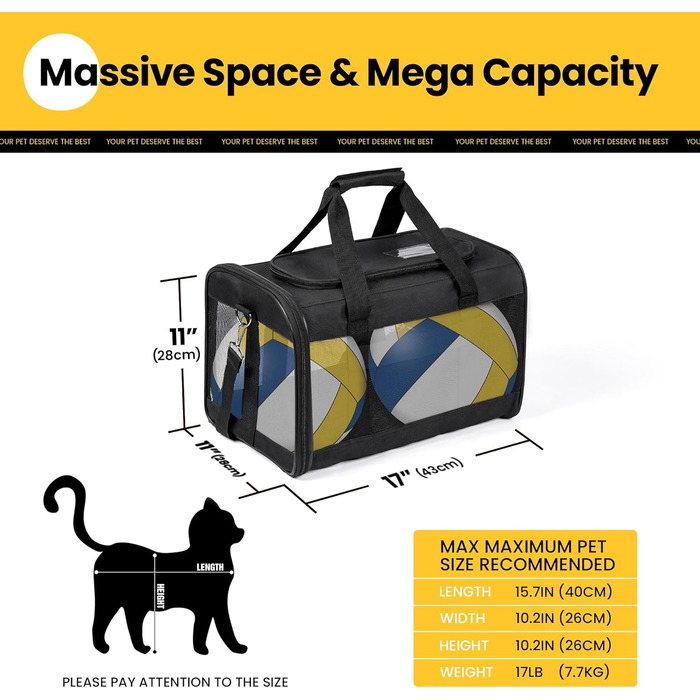 Транспортна переноска для котів та цуценят Conlun - чорна, складна, до 7 кг