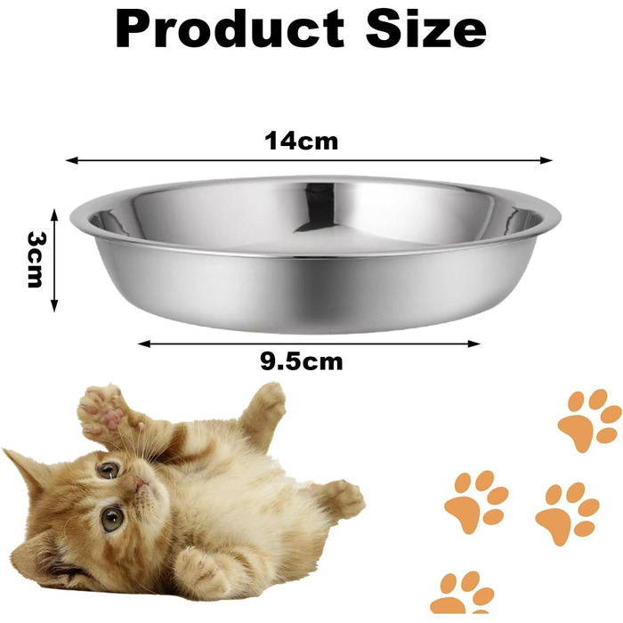Набір з 2 мисок для котів та собак з нержавіючої сталі, 14 см - миски для корму та води