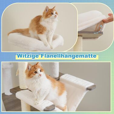 Дерев'яний кігтетопор Hey-brother Holz Kratzbaum 184см для великих котів, багатоярусний, зі стійкою платформою, кошиком, будиночком, щіткою та драбиною (Gris Vintage)