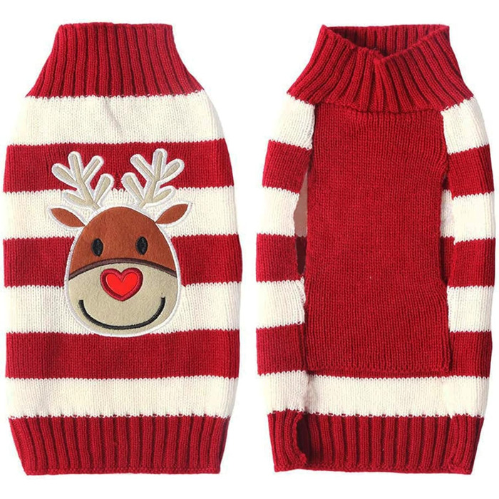 Пуловер для собак на Різдво: теплий в'язаний пуловер з візерунком оленя для собак та цуценят. Ідеальний костюм для святкування Різдва та подарунок для вашого улюбленця