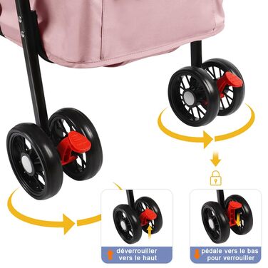 Дитяча коляска 3 в 1 для собак та котів, складні, з колесами EVA, ручка, 3 вікна з сітки, тримач для напоїв, для маленьких та літніх собак, тролей для людей з обмеженими можливостями, 50 x 70 x 95 см