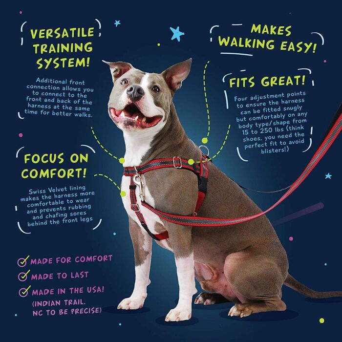 Шлея для собак Wiggles Wags Whiskers проти тягнення, середній розмір, чорна