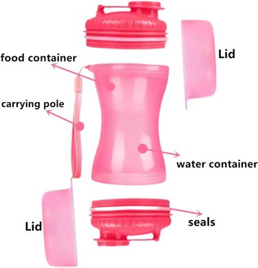 Водяна пляшка для собак з дозатором води та контейнером для корму, ідеальна для прогулянок та подорожей