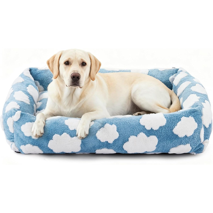 Крізь для собак XL, ортопедичний, знімний чохол на блискавці, антиковзаюча підкладка, м'який, затишний, блакитний. Розмір XL (42x30x8)