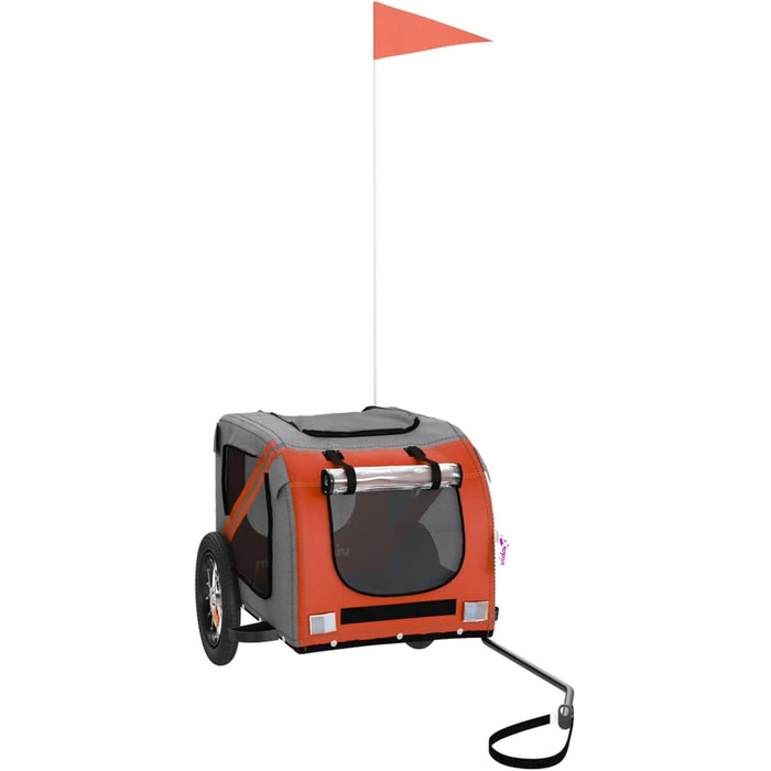 Причіп для тварин на велосипед, Oxford, оксфордська тканина та метал, тип 1, помаранчевий (124 x 53 x 53 см)
