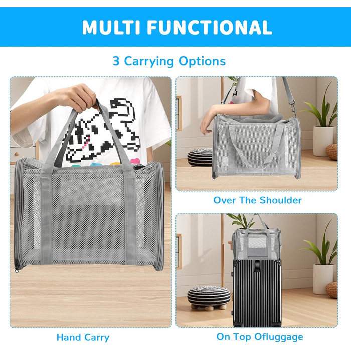 Транспортна сумка для кота та собаки, складана переноска для тварин, 42x26x29 см