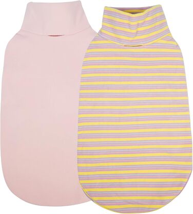 Пуловери для собак Kuoser, 2 шт. Тепла флісова жилетка для маленьких собак, зручний собачий светр, темно-фіолетовий та смугастий (L, фіолетово-рожевий)