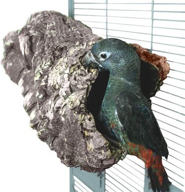 HappyBird Преміум натуральний корковий тунель-сховище середній для папуг з нержавіючої сталі