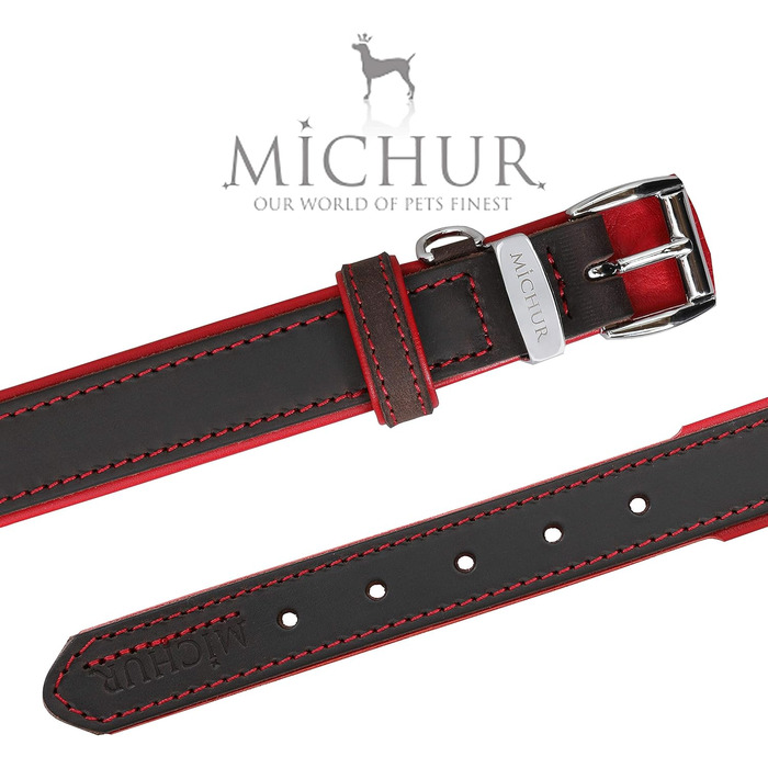 Шкіряний нашийник для собак MICHUR Oleo Rot, коричневий, різні розміри