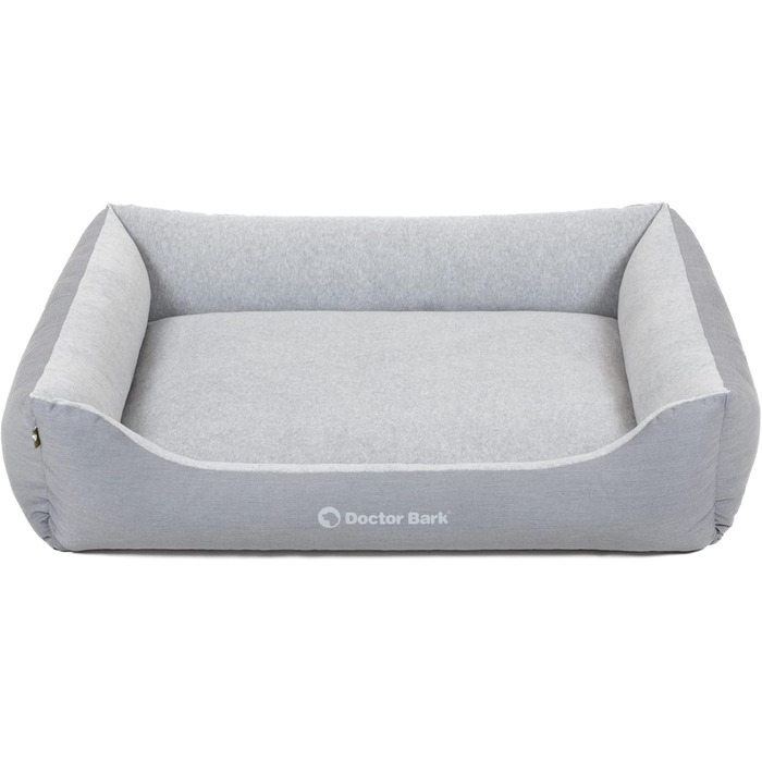 Ліжко для собак Doctor Bark для великих собак - Корзина для собак, яку можна прати - М'яке, пухнасте та затишне ліжко - Міцне та зносостійке - Виготовлено в Німеччині - GreenLabel (XL, 110x85 см, світло-сірий)