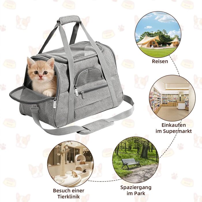 Складана переноска для собак та котів, транспортна сумка для подорожей, авто, літака. Легка, дихаюча переноска для маленьких та середніх котів, кроликів, цуценят