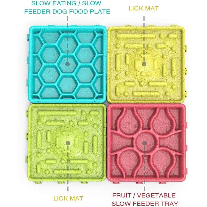 Набір мисок для собак 4 в 1 з уповільненням годування, інтерактивні миски для собак та котів з присосками (4 шт.)