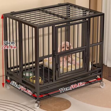 Клітка для собак Gitterbox: складана, на колесах, з маленькою дверцятами (77x55x76 см, чорний)