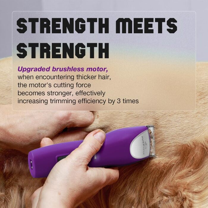 Професійна машинка для стрижки собак, 2 швидкості, ергономічний дизайн, для собак та котів, триммер для довгого, густого та кучерявого хутра, (Ліловий)