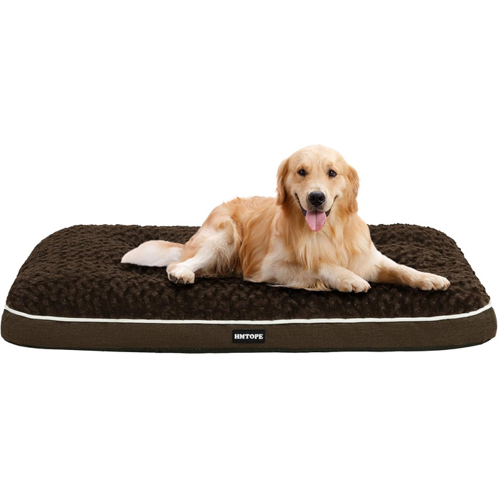 Ортопедичне ліжко для собак, матрац для собак з двошаровим дизайном, миється, знімний кошик для собак, 105 см для середніх собак, коричневий L 105 x B 69 x H 12 см Коричневий