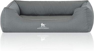 Ортопедичне водовідштовхувальне собаче ліжко Knuffelwuff Leon з велюру, ручної роботи, розмір M-L, 85 x 63 см. Знімний чохол, можна прати, підходить для великих, середніх та маленьких собак (Petrol, L 120 x B 85 x H 25 см)