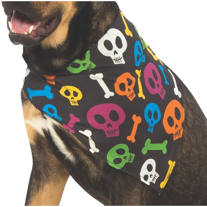 Рубіс Костюмний бандана для собак з неоновими черепами та кістками, M-L
