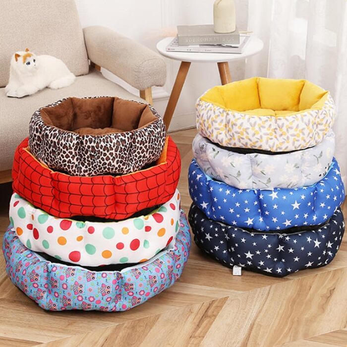 Кругле ліжко для собак та котів, плюшеве, з матеріалу PP бавовна, коричневий леопард (L)