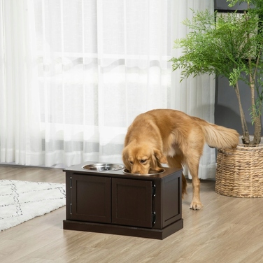 Підвищена стійка-тумба для собак з двома мисками для годування