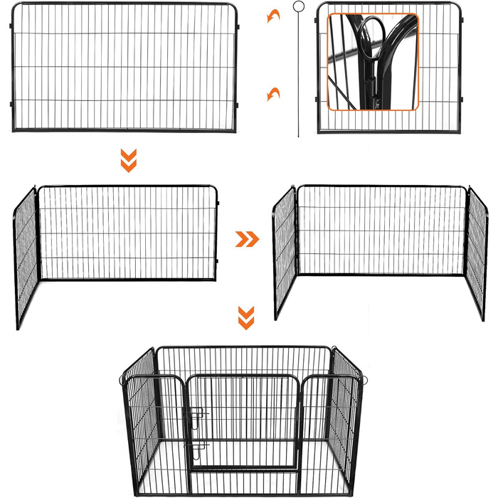 Вольєр для тварин Feandrea Freilaufgege, портативний, 122x80x70 см, чорний, PPK04BK