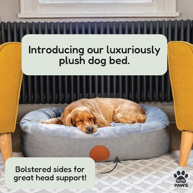 Ліжко для собак Elite Paws UK: ортопедичне, з підкладкою з м'якого плюшу та знімним чохлом з флісу (сірий/світло-сірий). Розмір S (для дуже маленьких порід)