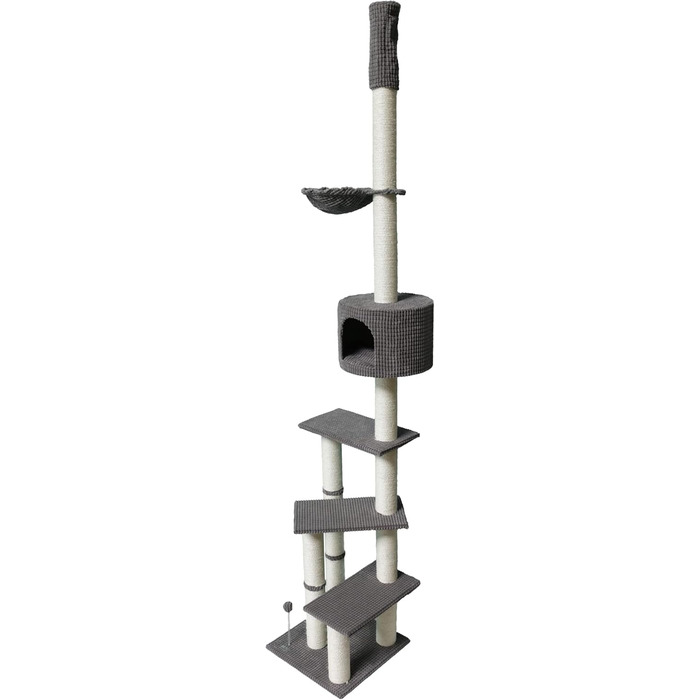Драбина-кіготь для котів Bontoy Pascha, 240-260 см, сірий, з гамаком та 3 сходами