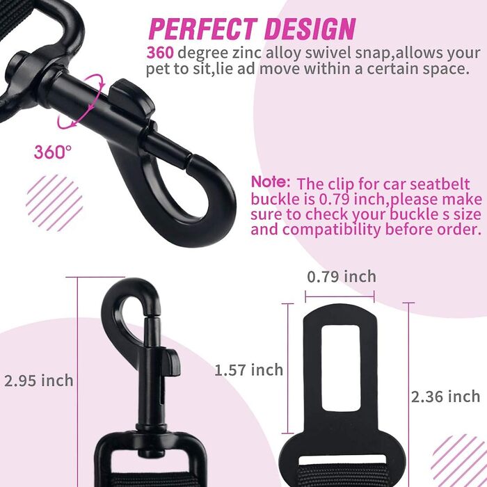 Автодзеркало для собак Cooyoo: надійний та регульований, комплект 2 шт. (чорний + рожевий)