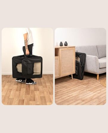 Транспортна переноска для собак та котів Lionto, складна, 70x52x50 см, чорна