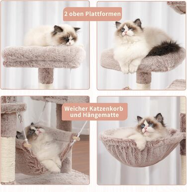 Комплекс для котів Kratzbaum GCT032W (180 см, коричневий): кігтеточка, будиночок, майданчик для великих котів
