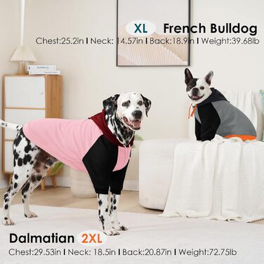 Теплий худі з капюшоном для великих собак AOFITEE, рожевий, розмір L. Ідеально для Boston Terrier, Mops та інших великих порід. Підходить для осені та зими.