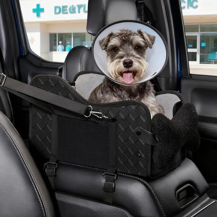 Автомобільний лежак для собак, середньорозмірних та маленьких, з ременями безпеки та регульованою подушкою