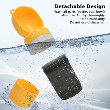 PawSailor 2-в-1 Поїлка та Контейнер для Корму для Тварин - 4 л води + 500 г корму, Непроливається, Портативна, для собак, прогулянки, походи, кемпінг (жовтий, 397 мл)