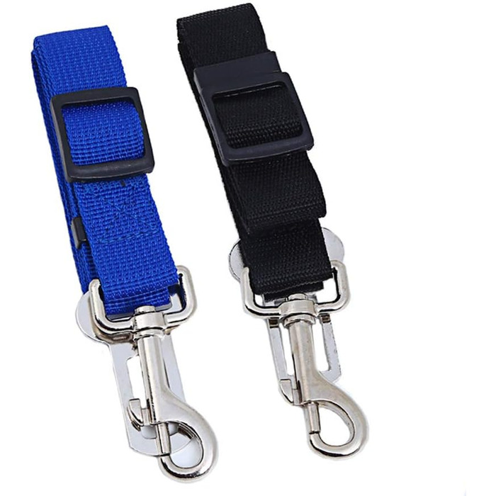 Автомобільний поводок для собак та котів, набір 2 шт., чорний+темно-синій, нейлон