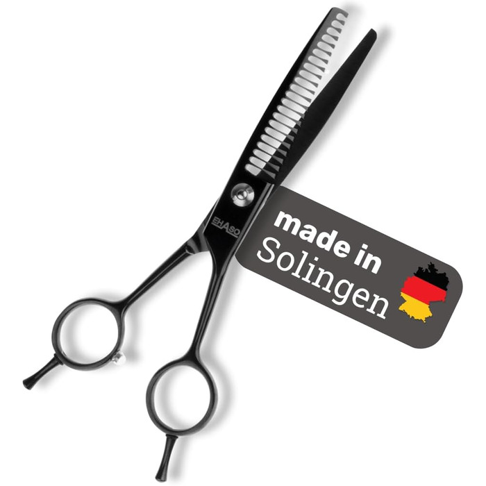 Професійна ножиця для грумінгу собак EHASO 22 зубчики, 17 см, чорний титан