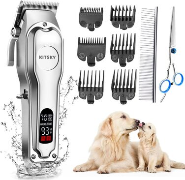 Професійний набір для грумінгу собак: тример для шерсті з акумулятором 2000mAh, 6500rpm, тиха робота, чорний колір