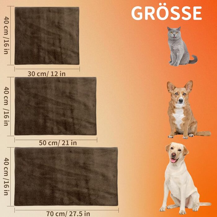 Килимок грілка для тварин NAMOTEK з регулюванням температури та таймером, вологостійкий, 70x40 см, коричневий