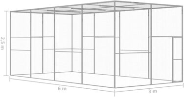 Вольєр для котів vidaXL 6x3x2,5 м, оцинкована сталь