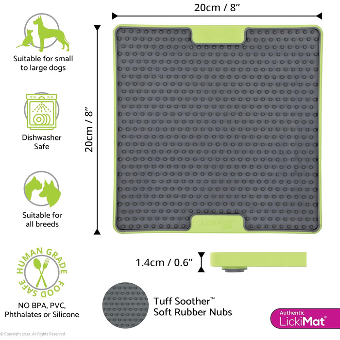 LickiMat Deluxe: килимок для лизання, 20x20 см, блакитний (для собак, котів)