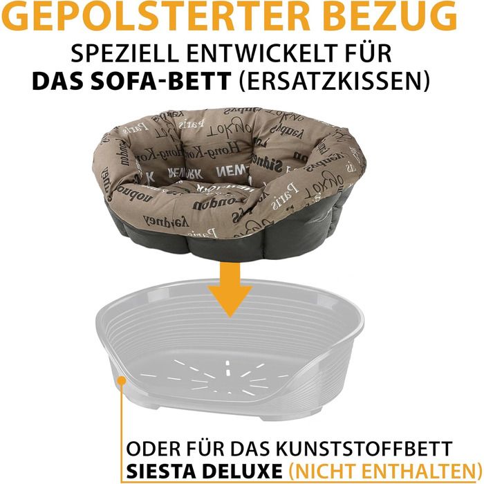 Крісло-лежанка для собак та котів Ferplast SOFA 'CUSHION' - м'яка лежанка з бавовняною подушкою, сірого кольору, 114 x 83 x 37 см