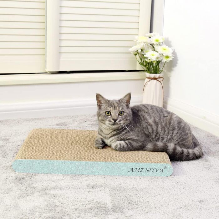 AMZNOVA Килимок для котів з картону з котячою м'ятою, килимок для дряпання, широкий, блискучий рожево-золотий (зелений блиск, 43.2x30.5 см)