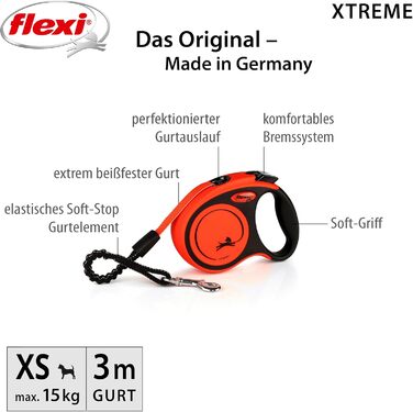 Повідок-рулетка Flexi Xtreme XS, стрічка 3м, помаранчевий