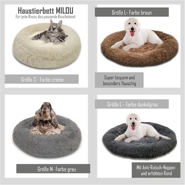 Крісло-лежанка для собак та котів MEDISAFETY Milou, м'яке, кругле, 70 см, бежеве