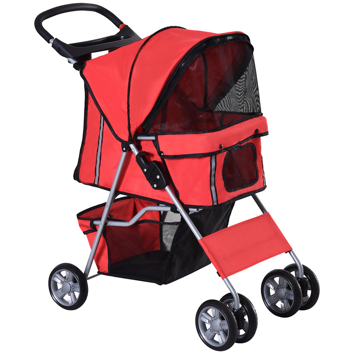PawHut Dog Buggy Візок для собак червоного кольору, Коляска для собак Коляска Джоггер Причіп, легкий і складаний | Аосом