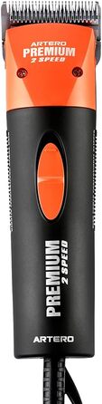 Професійна машинка для стрижки собак та котів Artero Premium, 2 швидкості, тиха та легка, для дому та грумінгу, з кейсом та набором насадок (Помаранчевий)