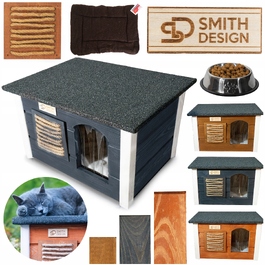 Будиночок для кота SMITH DESIGN з когтеточкою, утеплений, коричневий, L 54x39x36 см
