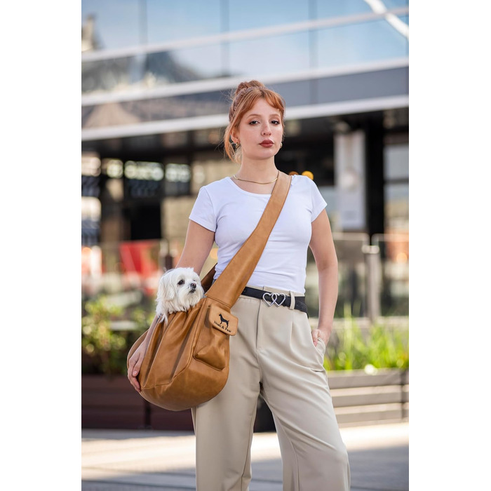 Сумочка для собак Noah & Paw до 10 кг, з регульованим ремінцем та м'яким хутром, подвійний захист, веганська шкіра